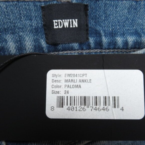 Edwin Marli High-Rise Crop Jeans Paloma Denim Medium Blue 24 - Picture 14 of 14